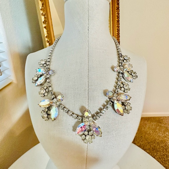 Vintage AB Crystal rhinestone Necklace SO GORGEOUS! - Picture 3 of 17